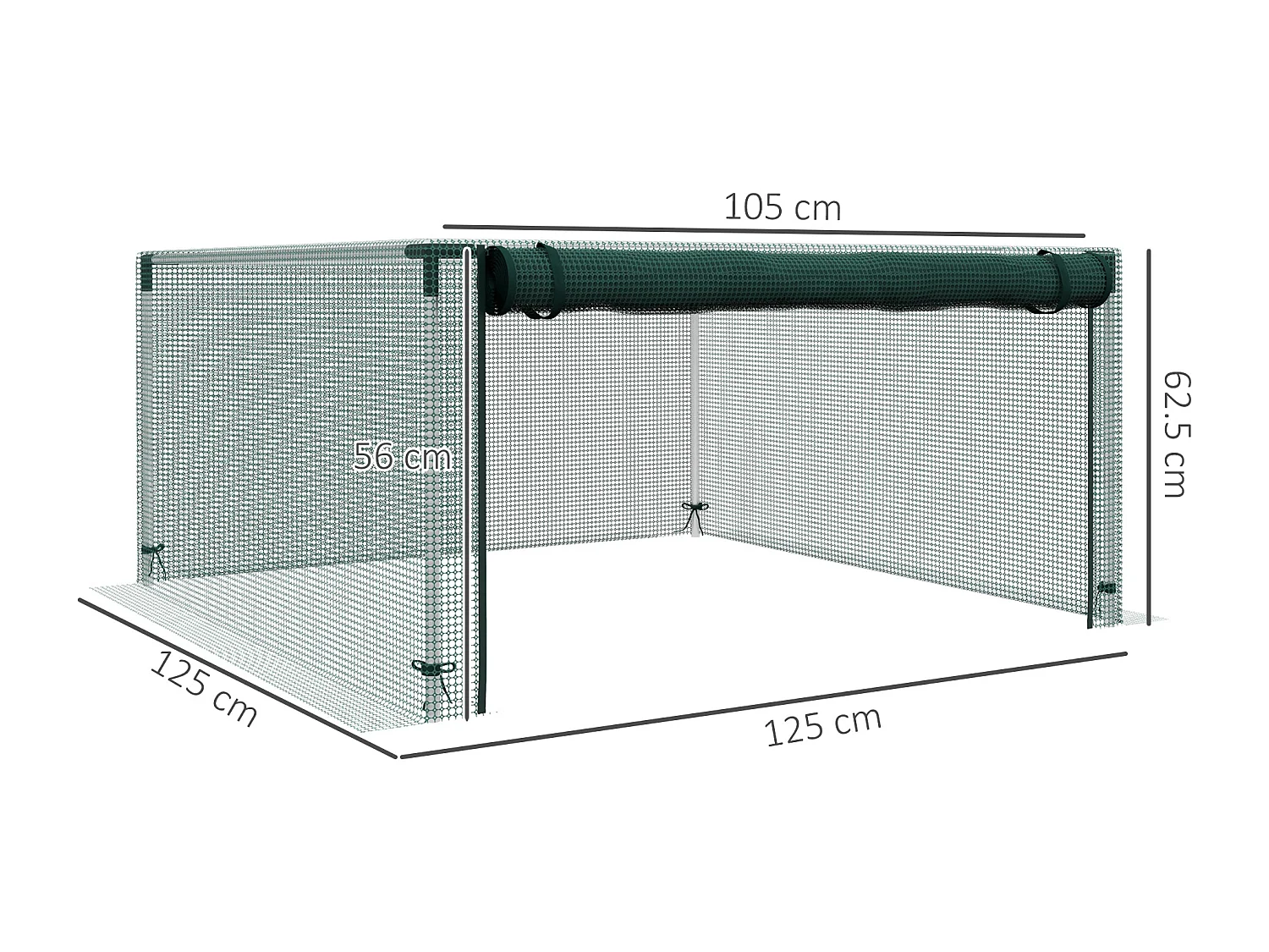 Insectennet met ritssluiting, staal, groen, (125x125x62,5 cm)