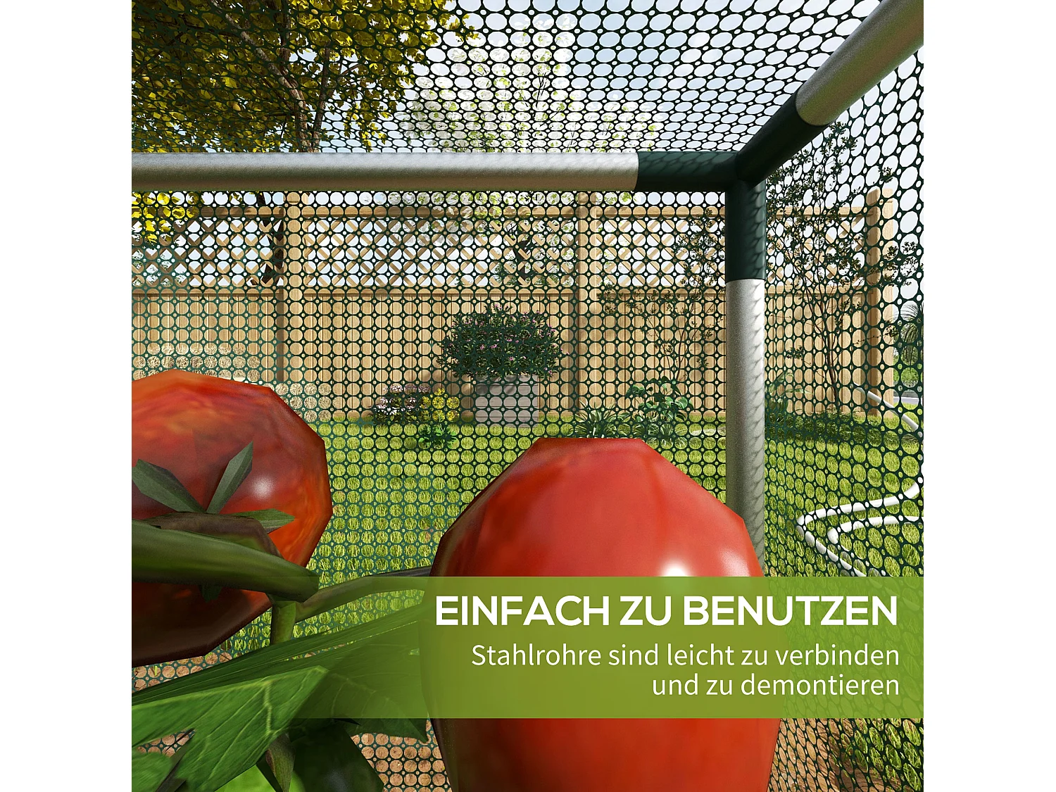 Insectennet met ritssluiting, staal, groen, (125x125x62,5 cm)