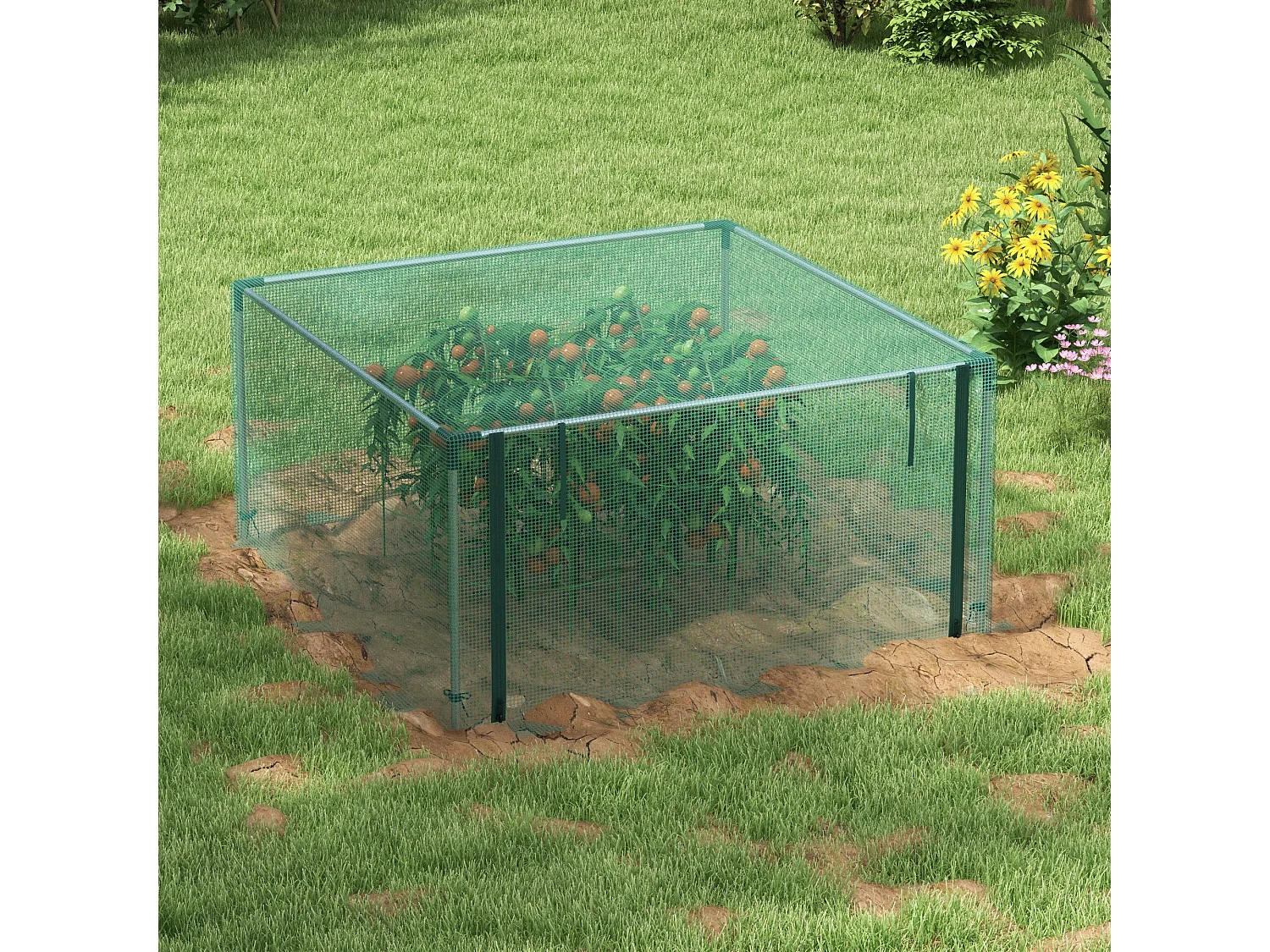 Insectennet met ritssluiting, staal, groen, (125x125x62,5 cm)