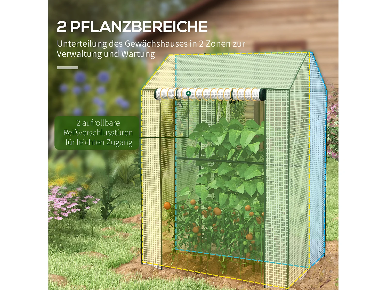 Tuinkas met dubbele deur, winddicht, PE, wit (100x80x150 cm)