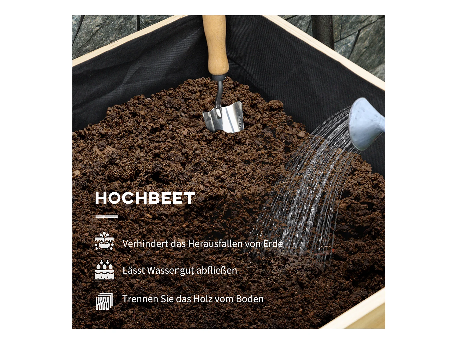 Bac potager surélevé avec serre, bois naturel et tissu, vert (86x60x165cm)