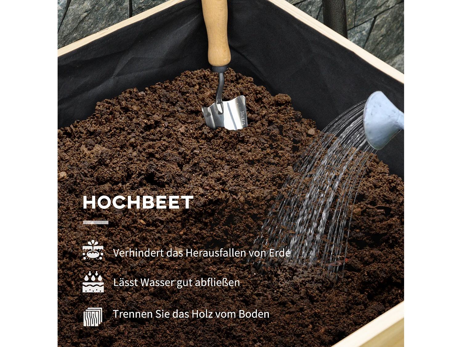 Bac potager surélevé avec serre, bois naturel et tissu, vert (86x60x165cm)