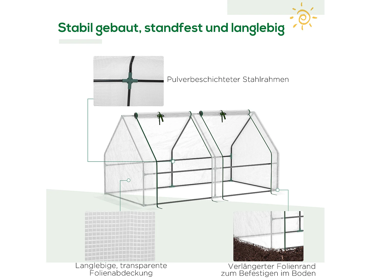 Minikas met rolramen, stalen constructie, wit (180x90x90cm)