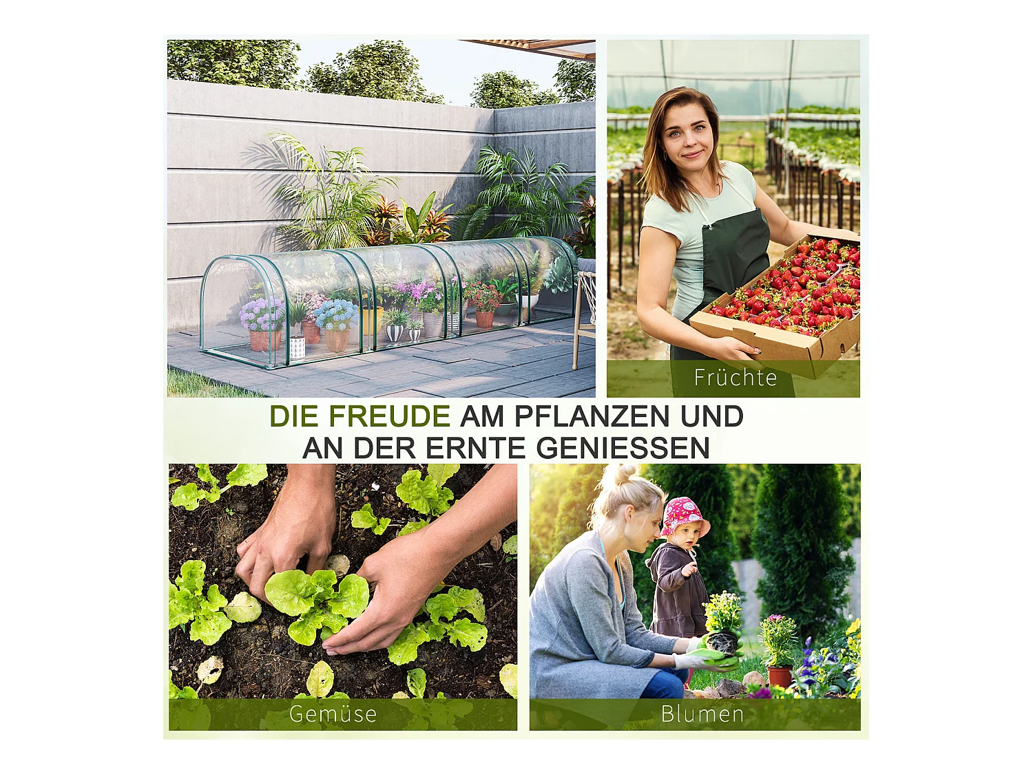 Serre tunnel avec fenêtres à fermeture éclair, cadre en acier, PVC transparent, 395 x 100 x 80 cm (395x100x80 cm)