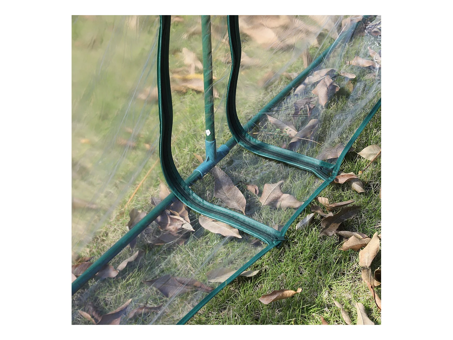 Serre tunnel avec fenêtres à fermeture éclair, cadre en acier, PVC transparent, 395 x 100 x 80 cm (395x100x80 cm)