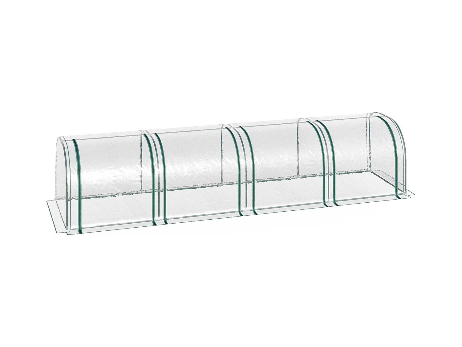 Serra a tunnel con finestre con cerniera, struttura in acciaio, PVC trasparente, 395 x 100 x 80 cm (395x100x80 cm)