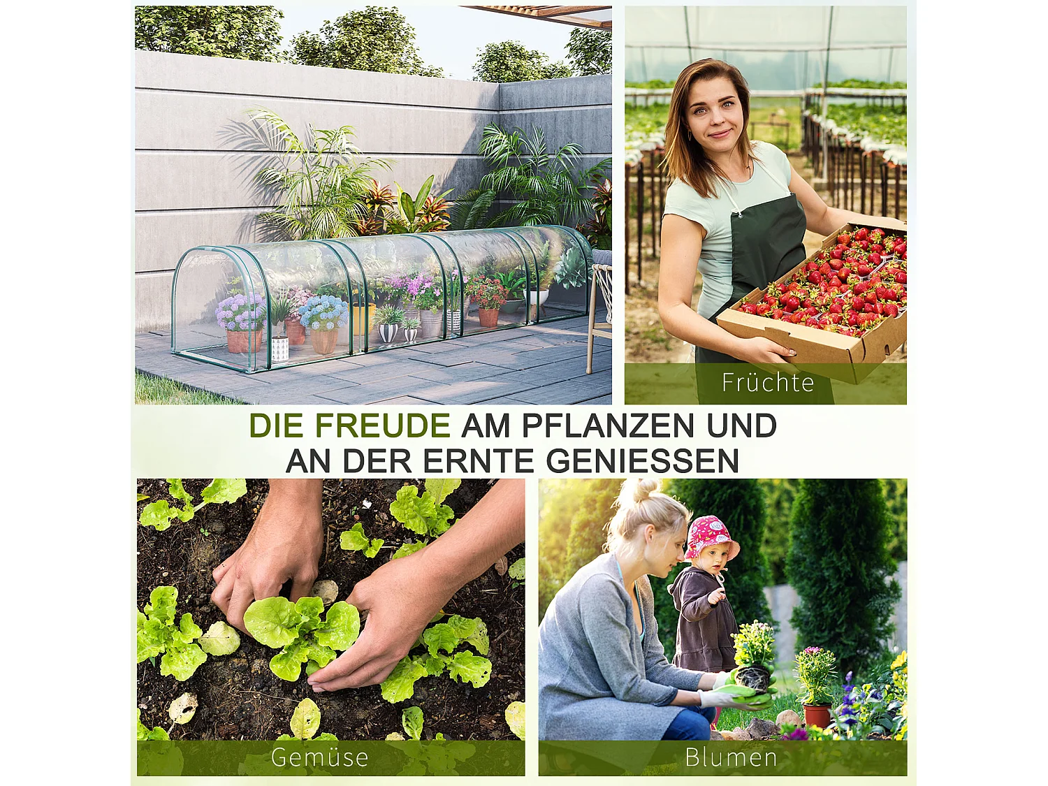 Tunnelkas met ritsramen, stalen frame, transparant PVC, 395 x 100 x 80 cm (395x100x80 cm)