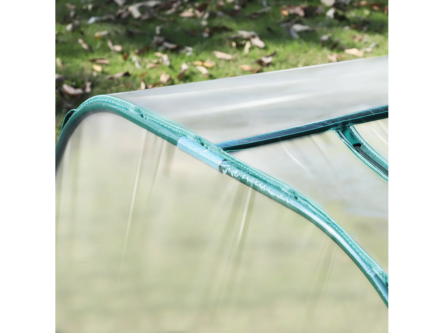 Tunnelkas met ritsramen, stalen frame, transparant PVC, 395 x 100 x 80 cm (395x100x80 cm)