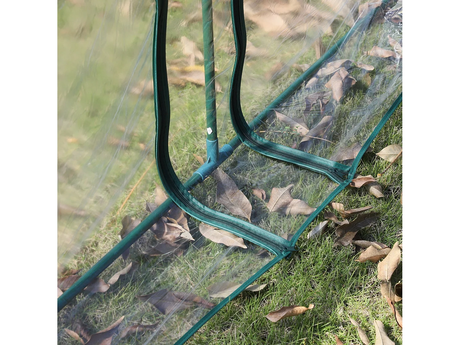 Tunnelkas met ritsramen, stalen frame, transparant PVC, 395 x 100 x 80 cm (395x100x80 cm)