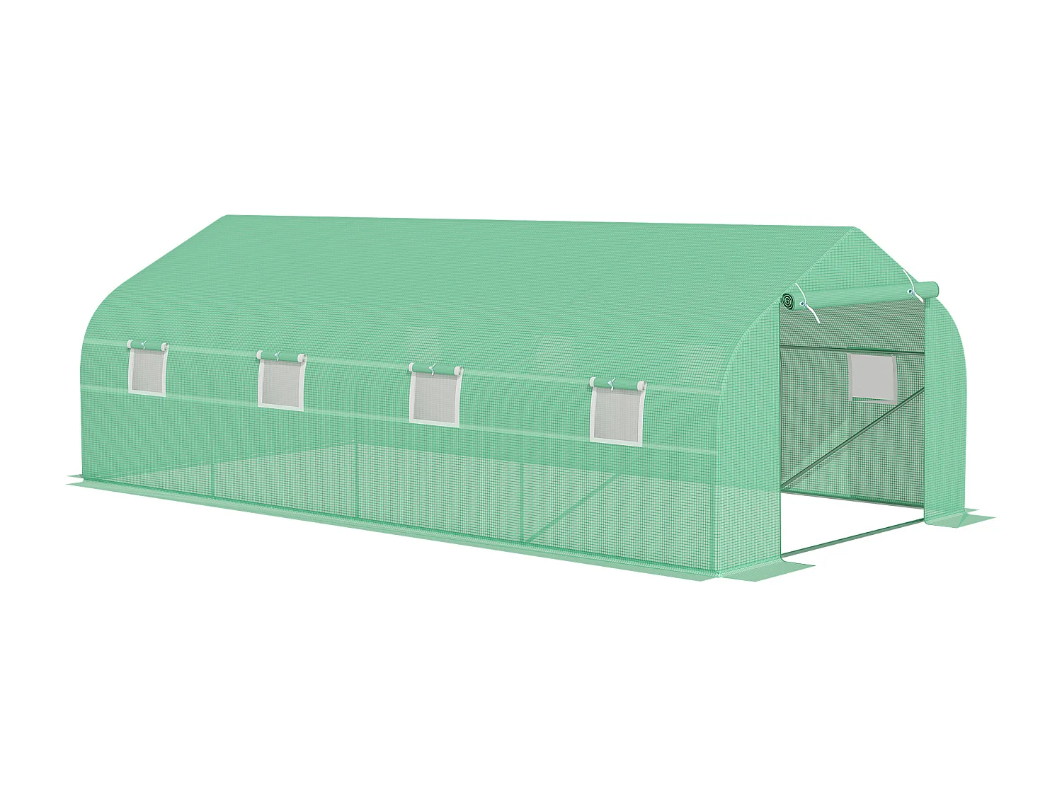 Tomatenkas met zadeldak, stalen frame, groen polyester (595x300x200 cm)