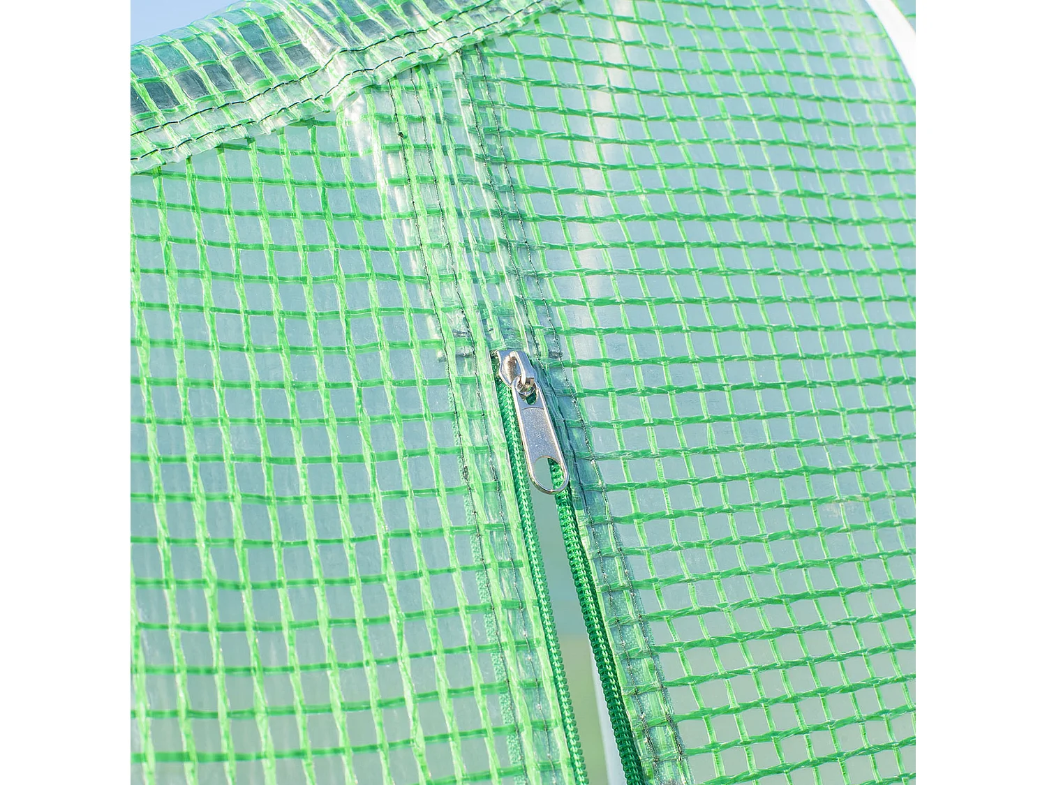 Tomatenkas met zadeldak, stalen frame, groen polyester (595x300x200 cm)