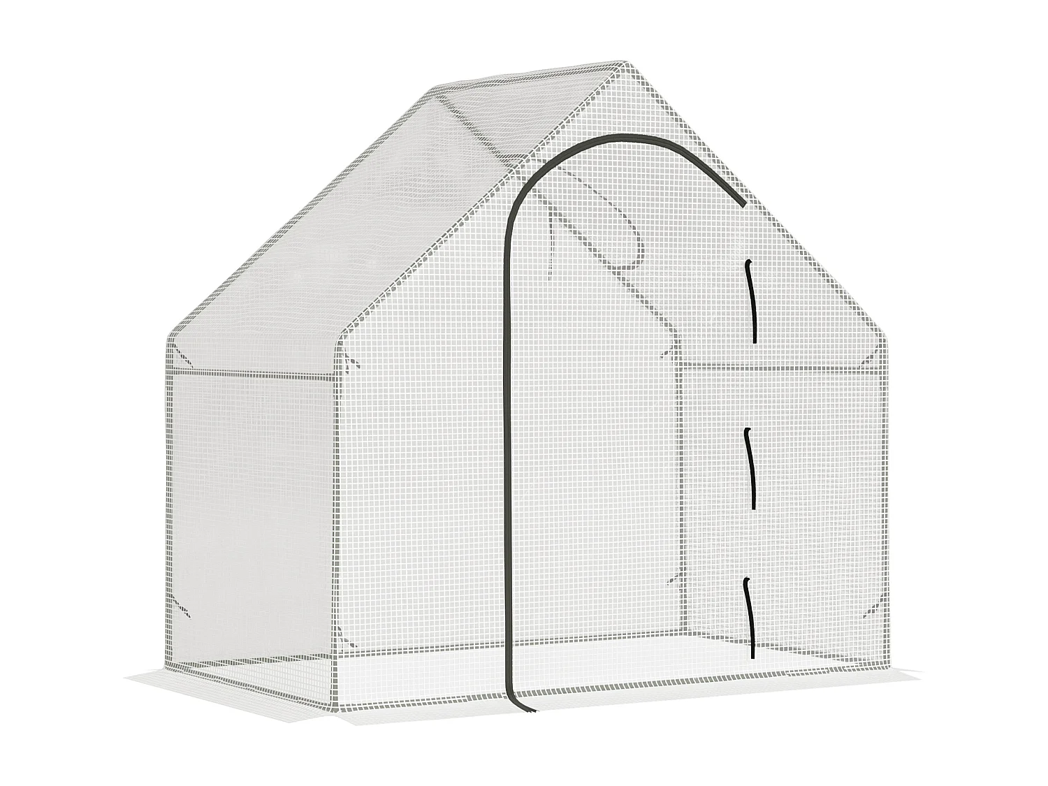 Tuinkas met roldeur, bovenraam, stalen frame, PE-kunststof, wit (180x100x168 cm)