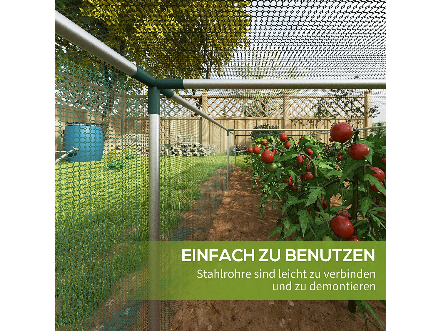 Tente de protection pour plantes, avec porte à fermeture éclair, maillage anti-insectes, pour extérieur, vert (125x373x62.5 cm)