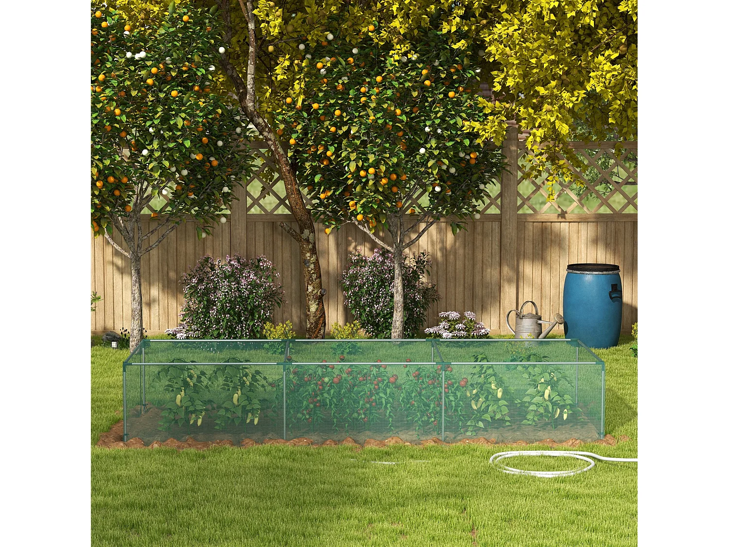 Tente de protection pour plantes, avec porte à fermeture éclair, maillage anti-insectes, pour extérieur, vert (125x373x62.5 cm)