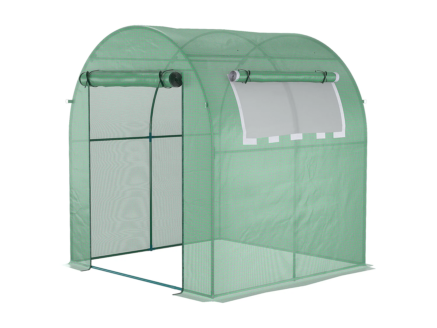 Serre tunnel, 180x180x200 cm, avec porte à rouleau, protection UV, couverture en PE, vert