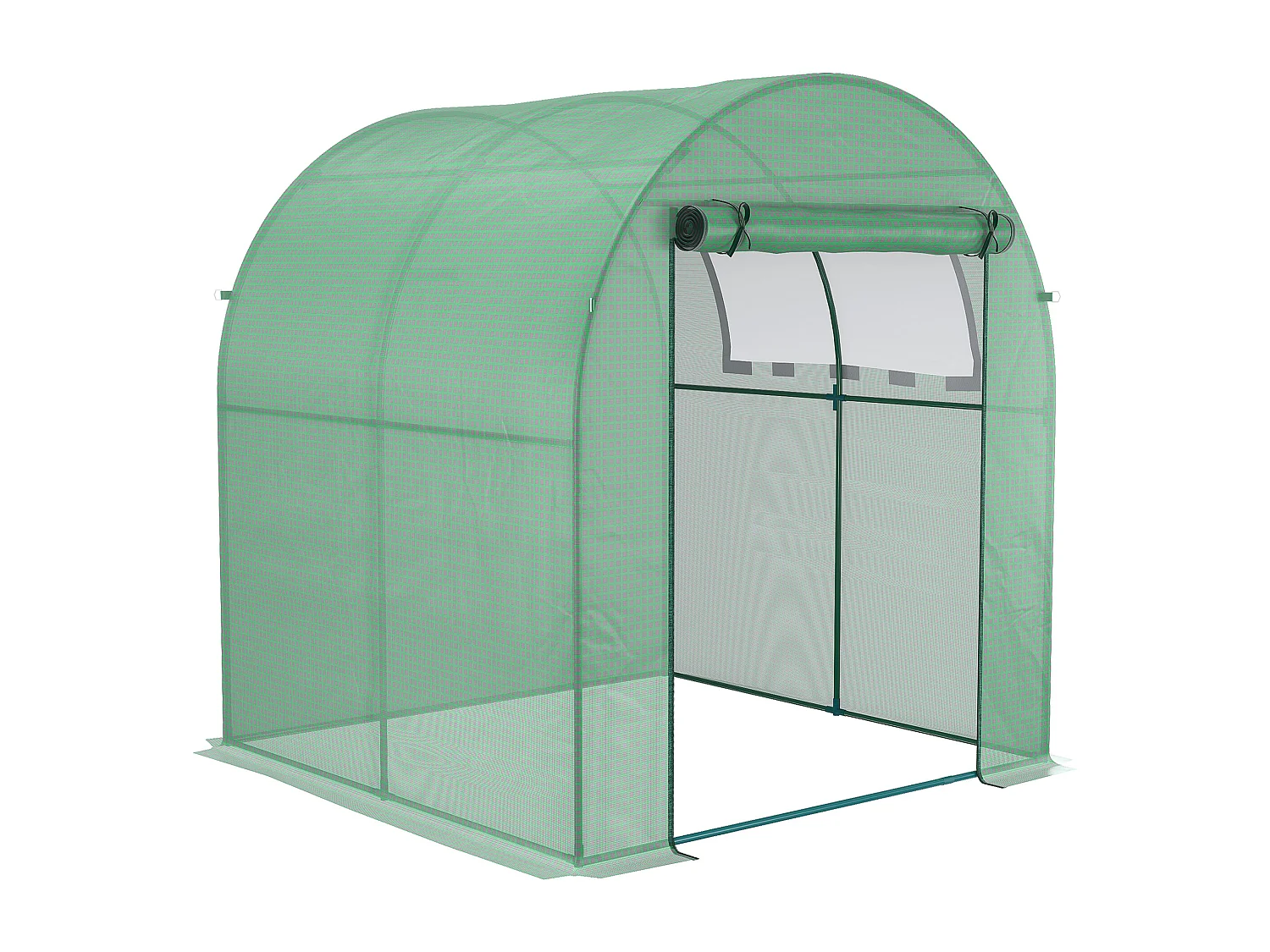 Serre tunnel, 180x180x200 cm, avec porte à rouleau, protection UV, couverture en PE, vert