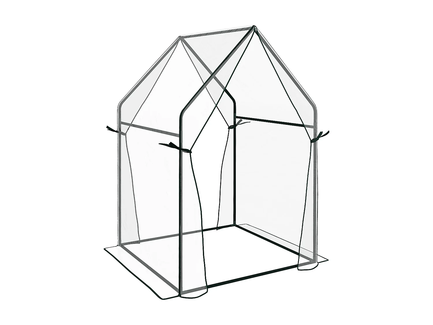 Serre de jardin avec porte double, structure en acier, transparent, 90 x 90 x 145 cm