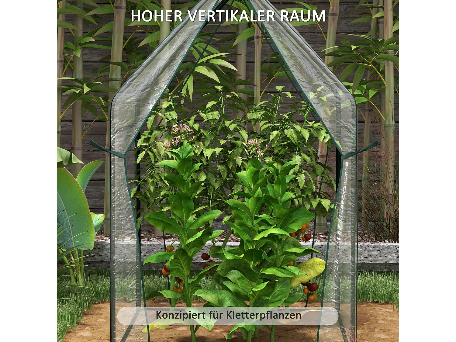 Serre de jardin avec porte double, structure en acier, transparent, 90 x 90 x 145 cm