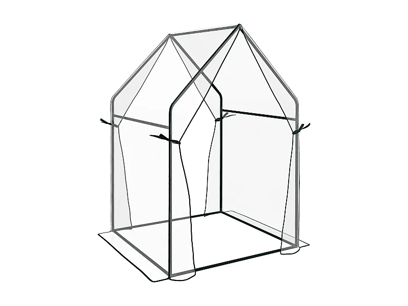 Serre de jardin avec porte double, structure en acier, transparent, 90 x 90 x 145 cm