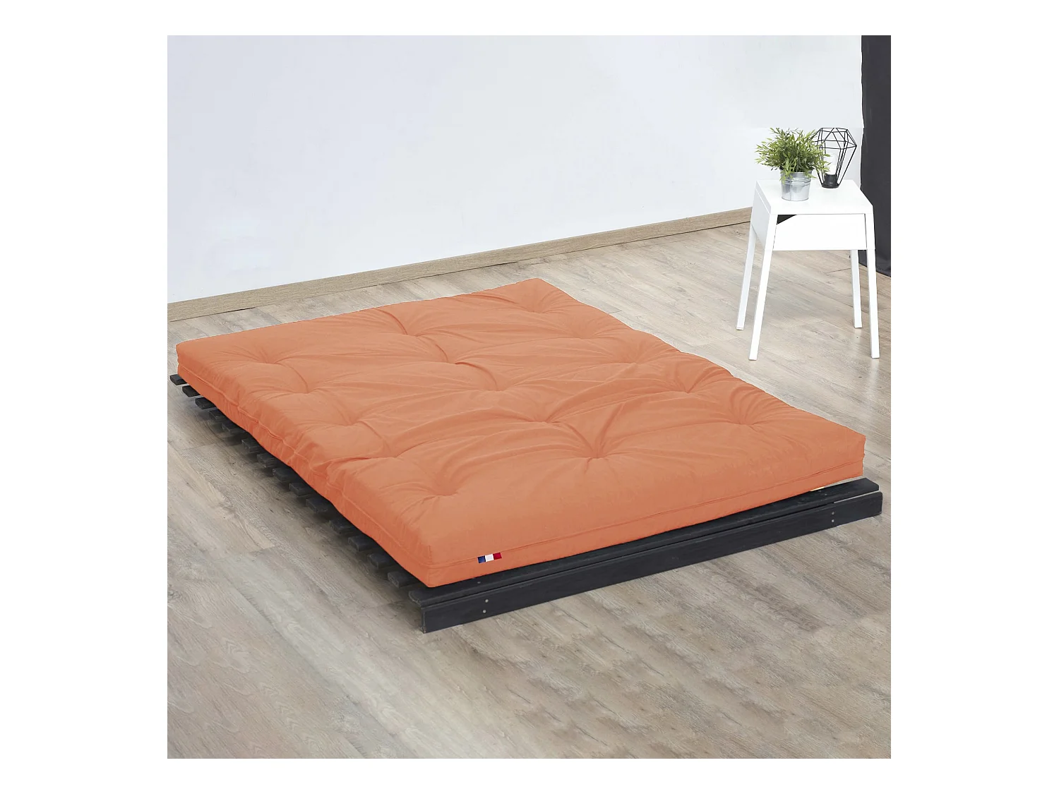 Matelas futon coton et fibres recyclés, fabriqué en France Couleur - Goyave, Dimensions - 160 x 200 cm