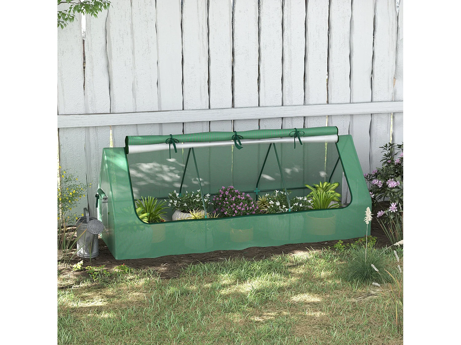 Mini kas met gaasramen, UV-bestendig, PE, groen (240x90x90 cm)