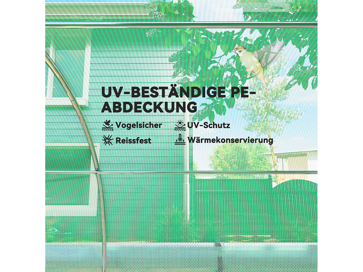 Serre tunnel avec porte roulante, fenêtres, métal, vert (400x300x198 cm)