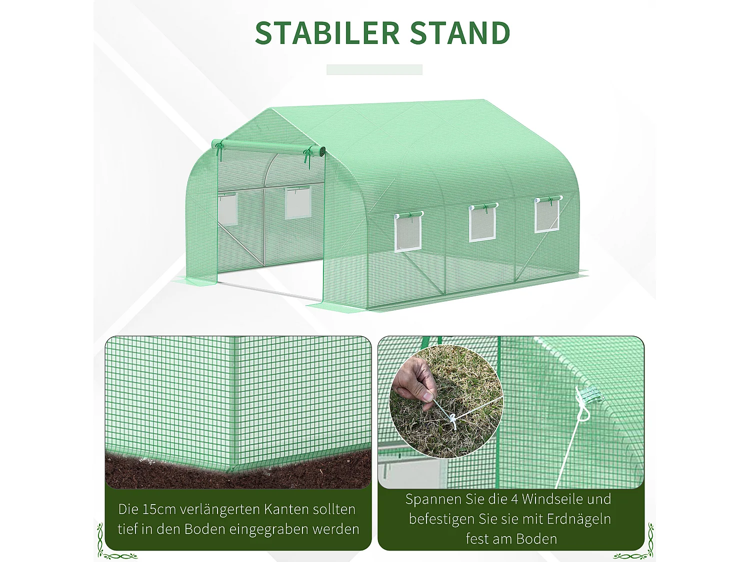 Tuinkas, schuin dak, uv-bestendig kunststof, metalen frame, 350x300x200 cm