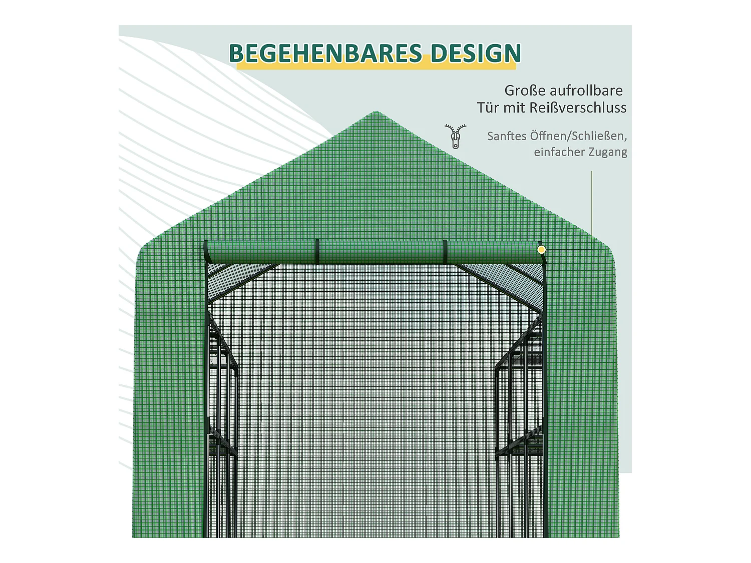 Tuinkas met 8 planken, roldeur, stalen frame en PE-afdekking, groen (244x180x210 cm)