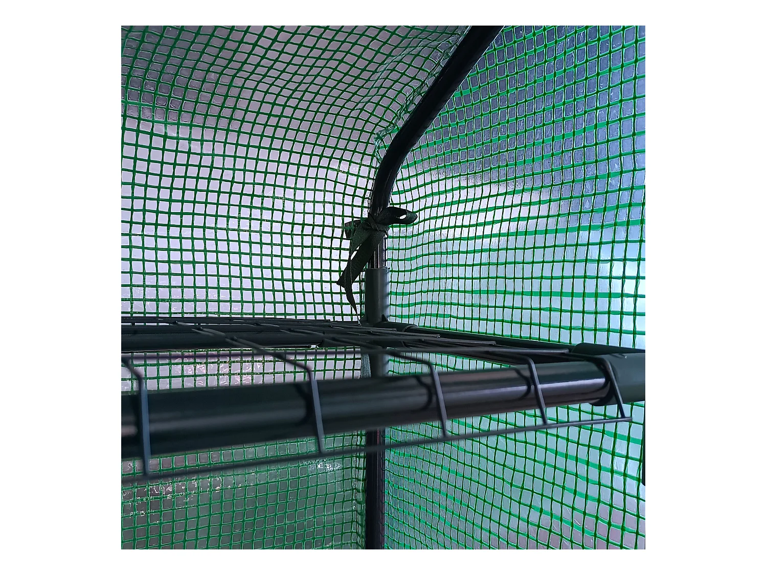 Tuinkas met 8 planken, roldeur, stalen frame en PE-afdekking, groen (244x180x210 cm)