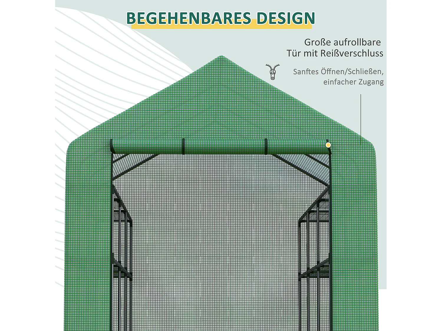 Serre de jardin avec 8 étagères, porte à enroulement, structure en acier et couverture PE, verte (244x180x210 cm)
