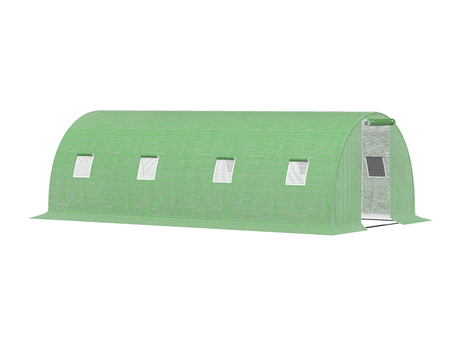 Serre tunnel, 6x3 m, avec 8 fenêtres, porte roulante, protection contre le gel, acier, vert (600x300x200 cm)
