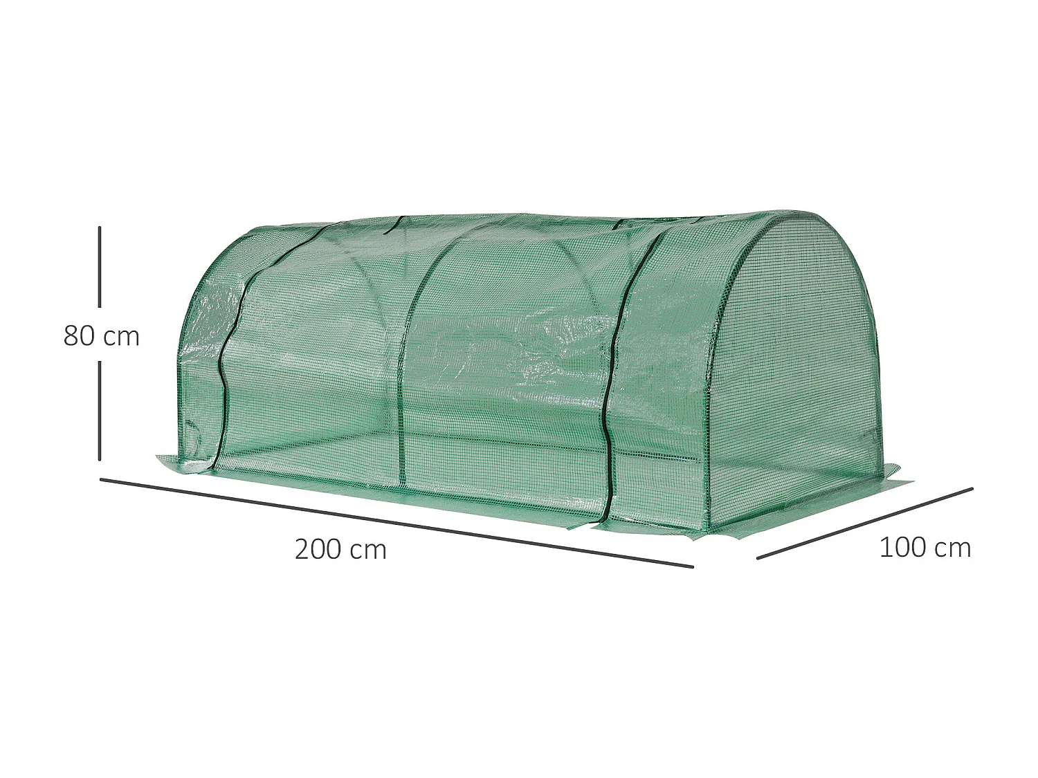 Winterbestendige tomatenkas, stalen frame, waterdicht groen kunststof zeil met oprolbaar raam (200x100x80cm)