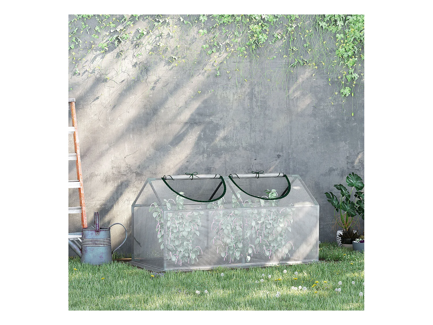 Serre de jardin en film avec fenêtre, PE, structure en acier, blanche (120x60x60 cm)