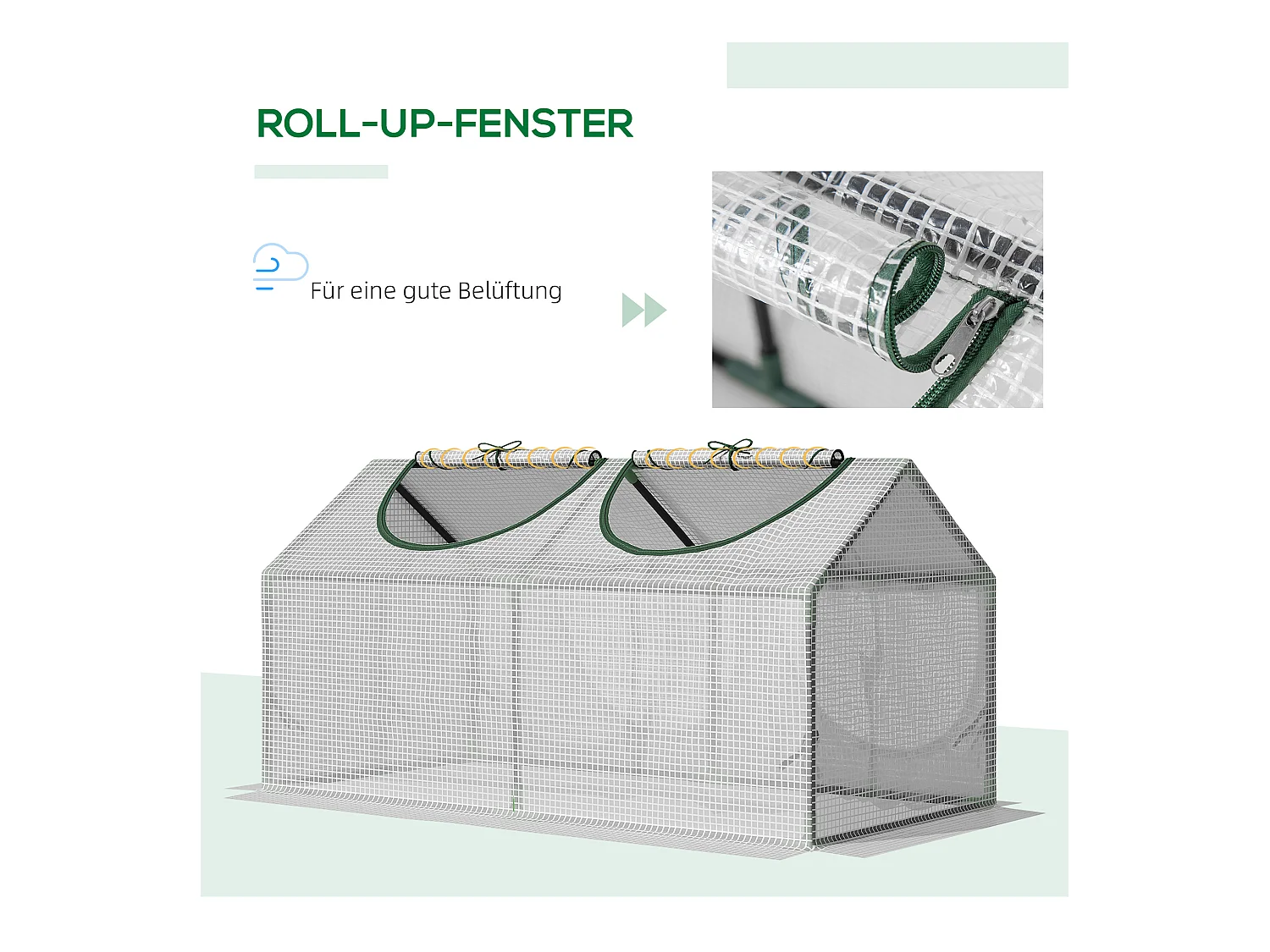 Serre de jardin en film avec fenêtre, PE, structure en acier, blanche (120x60x60 cm)