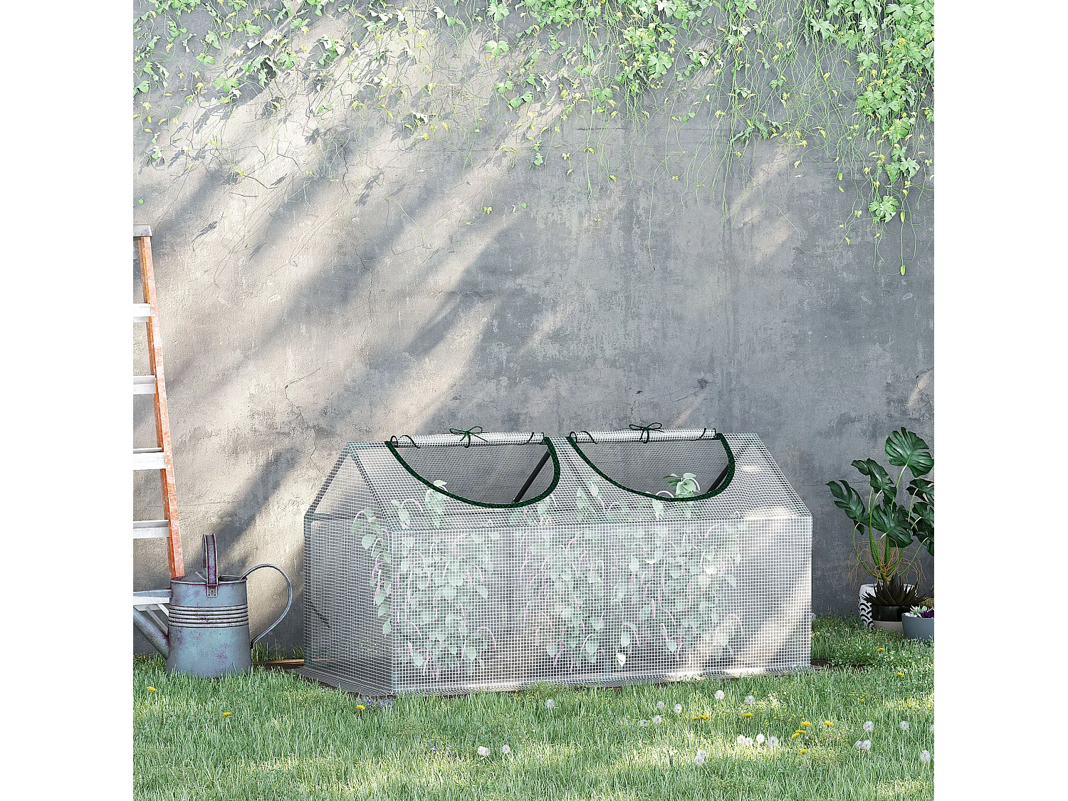 Serre de jardin en film avec fenêtre, PE, structure en acier, blanche (120x60x60 cm)