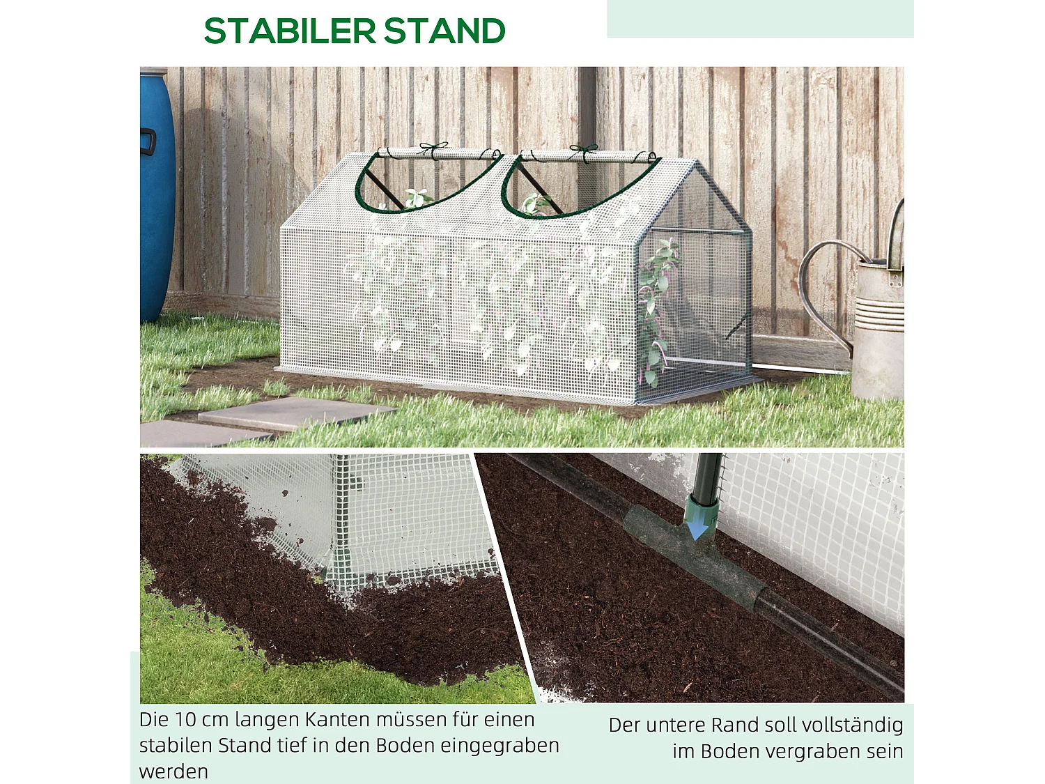 Serre de jardin en film avec fenêtre, PE, structure en acier, blanche (120x60x60 cm)