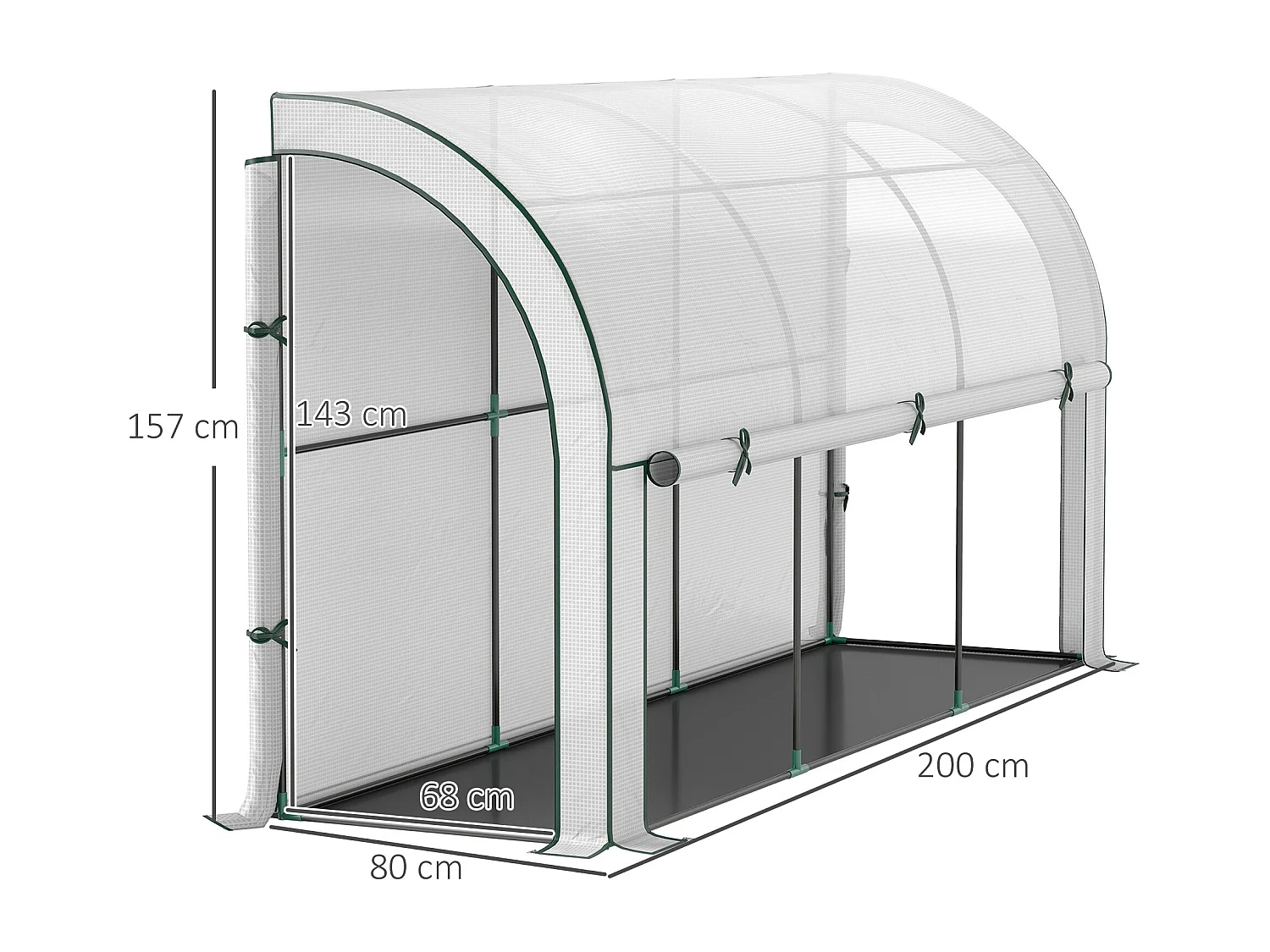 Tuinkas met roldeur, kunststof, wit (300x80x157 cm)