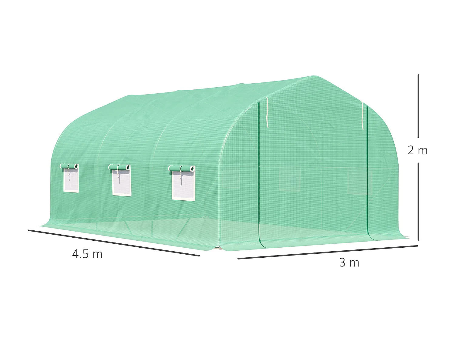 Kas, zadeldak, polyethyleen, groen (450x300x205 cm)