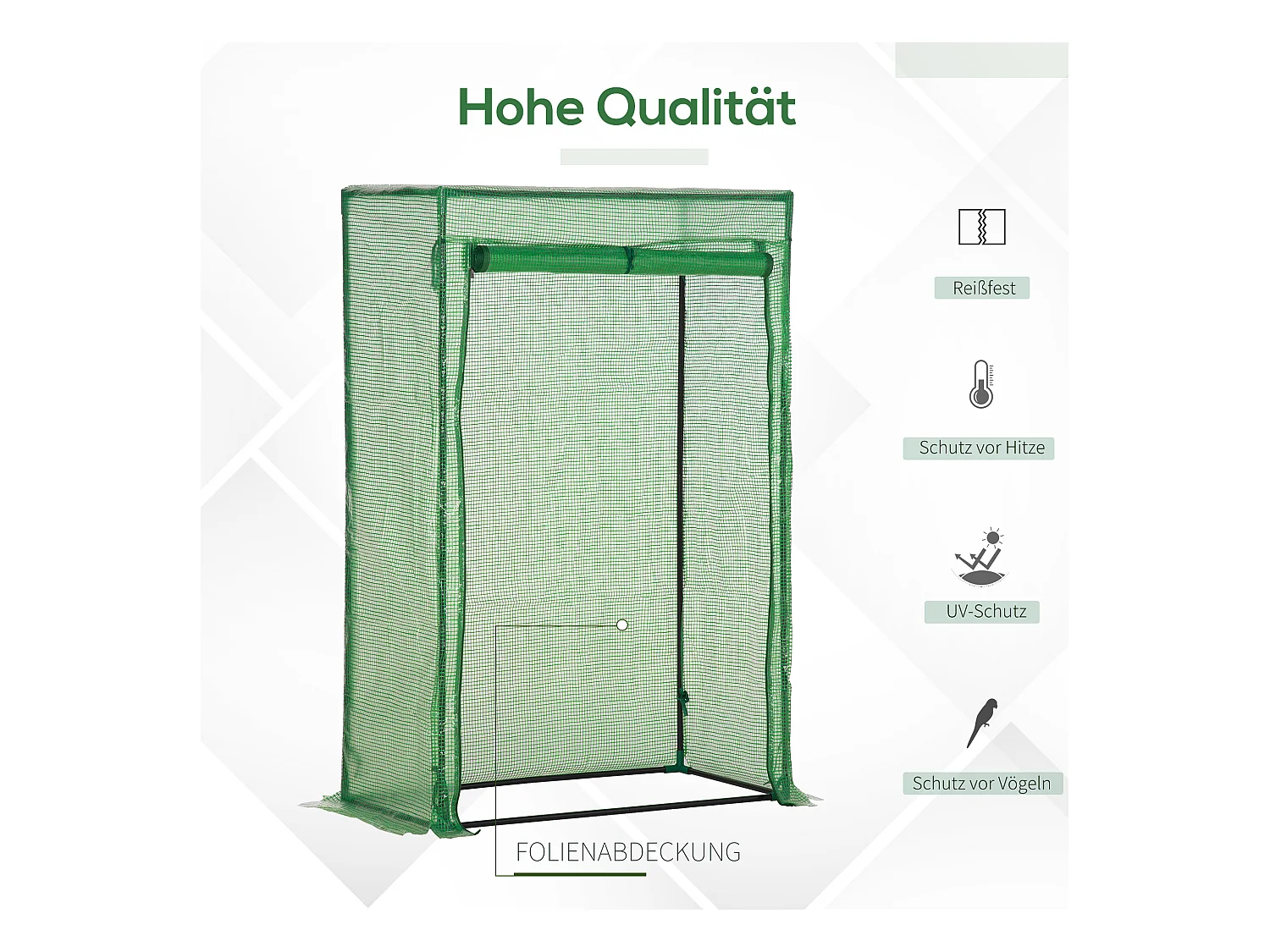 Tuinkas met roldeur, kunststof en staal, groen (100x50x150 cm)