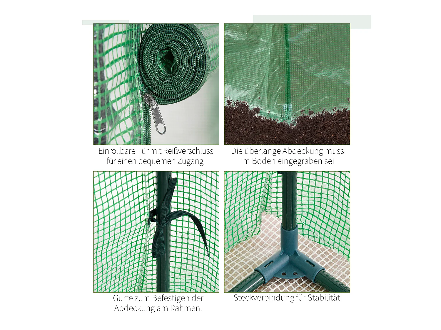 Tuinkas met roldeur, kunststof en staal, groen (100x50x150 cm)