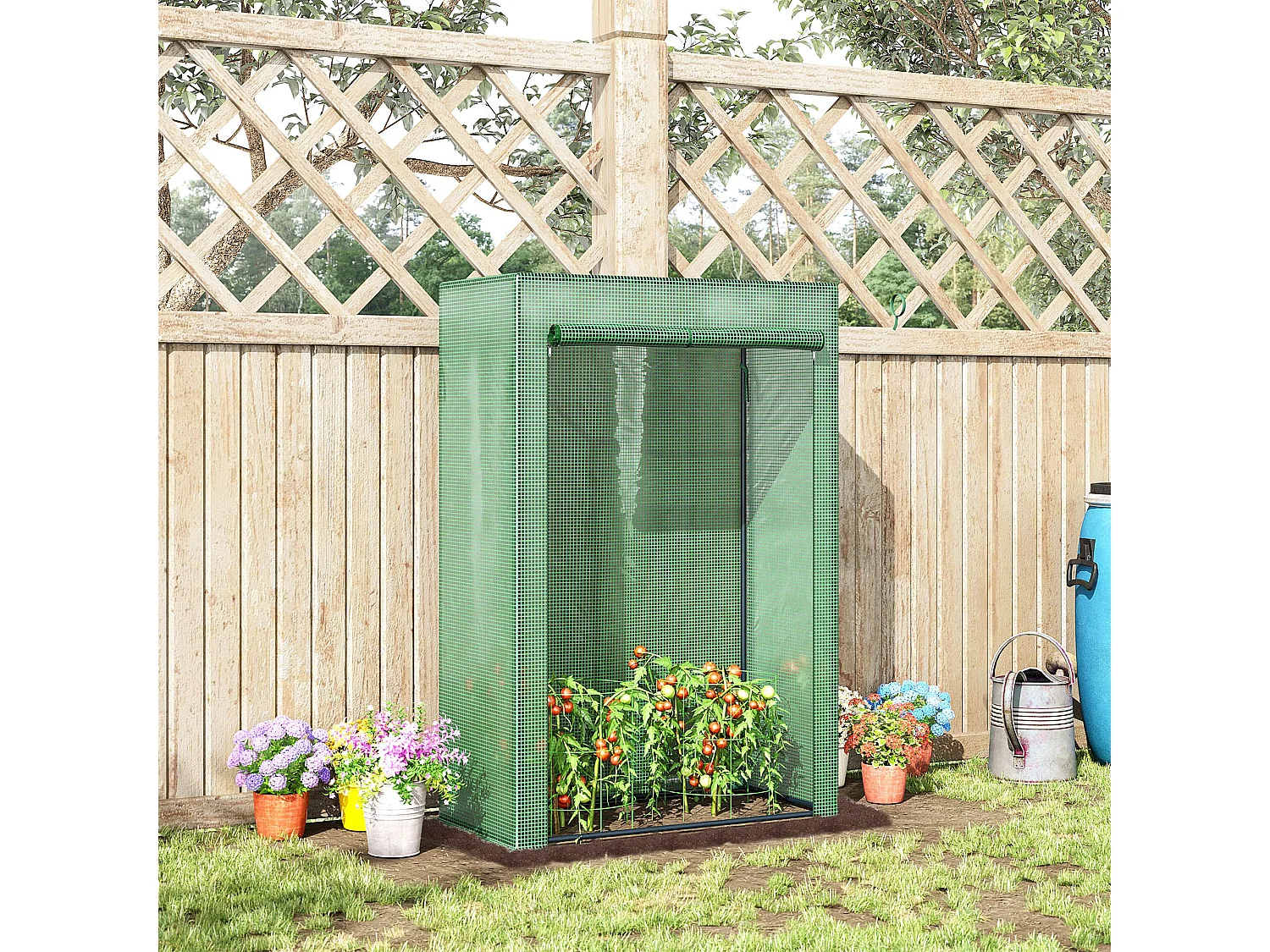 Serre de Jardin avec Porte enroulable, en Plastique et Acier, Vert (100x50x150 cm)