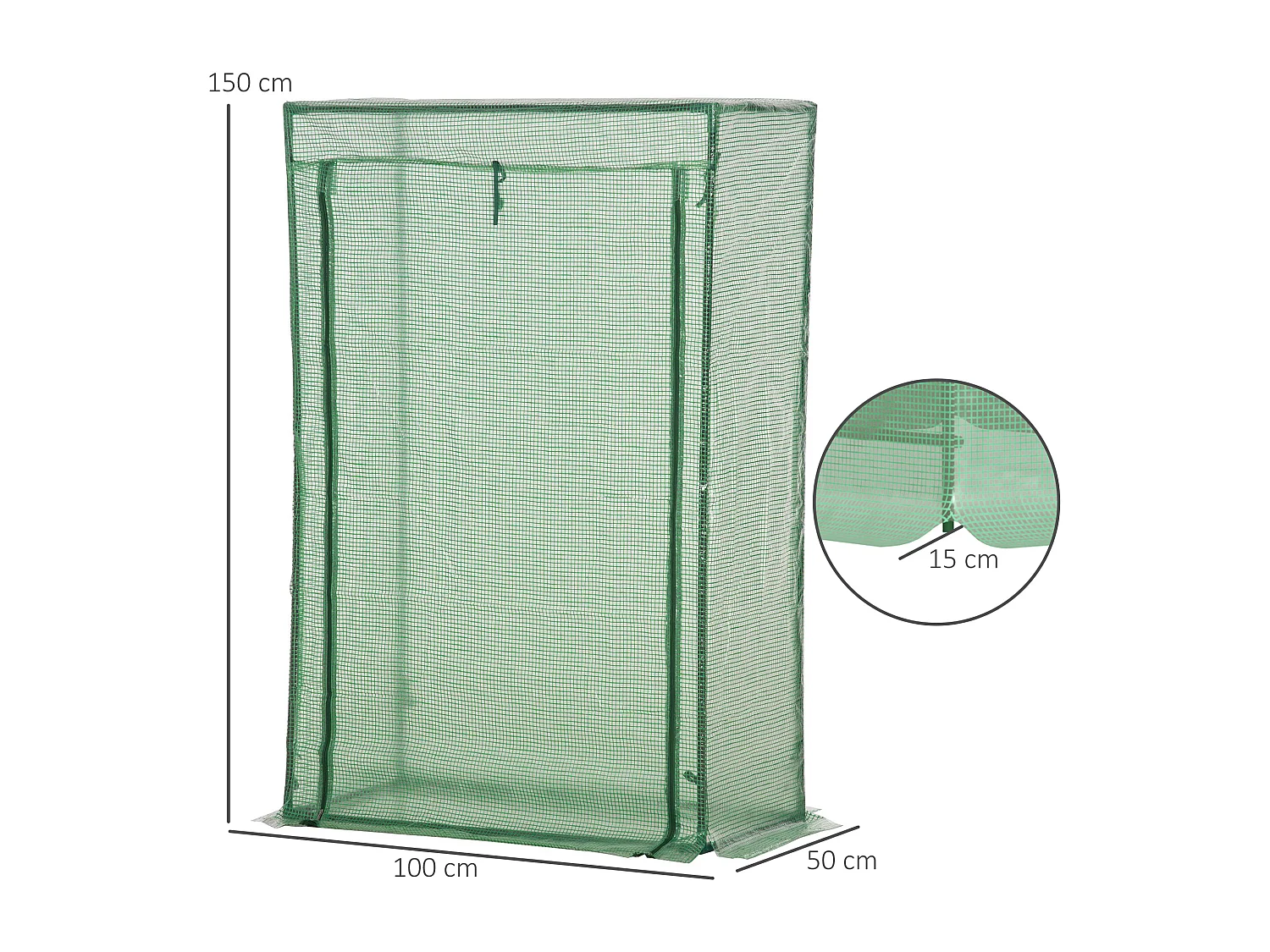 Serre de Jardin avec Porte enroulable, en Plastique et Acier, Vert (100x50x150 cm)