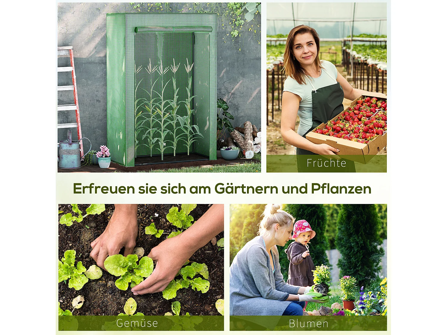 Serre de Jardin avec Porte enroulable, en Plastique et Acier, Vert (100x50x150 cm)