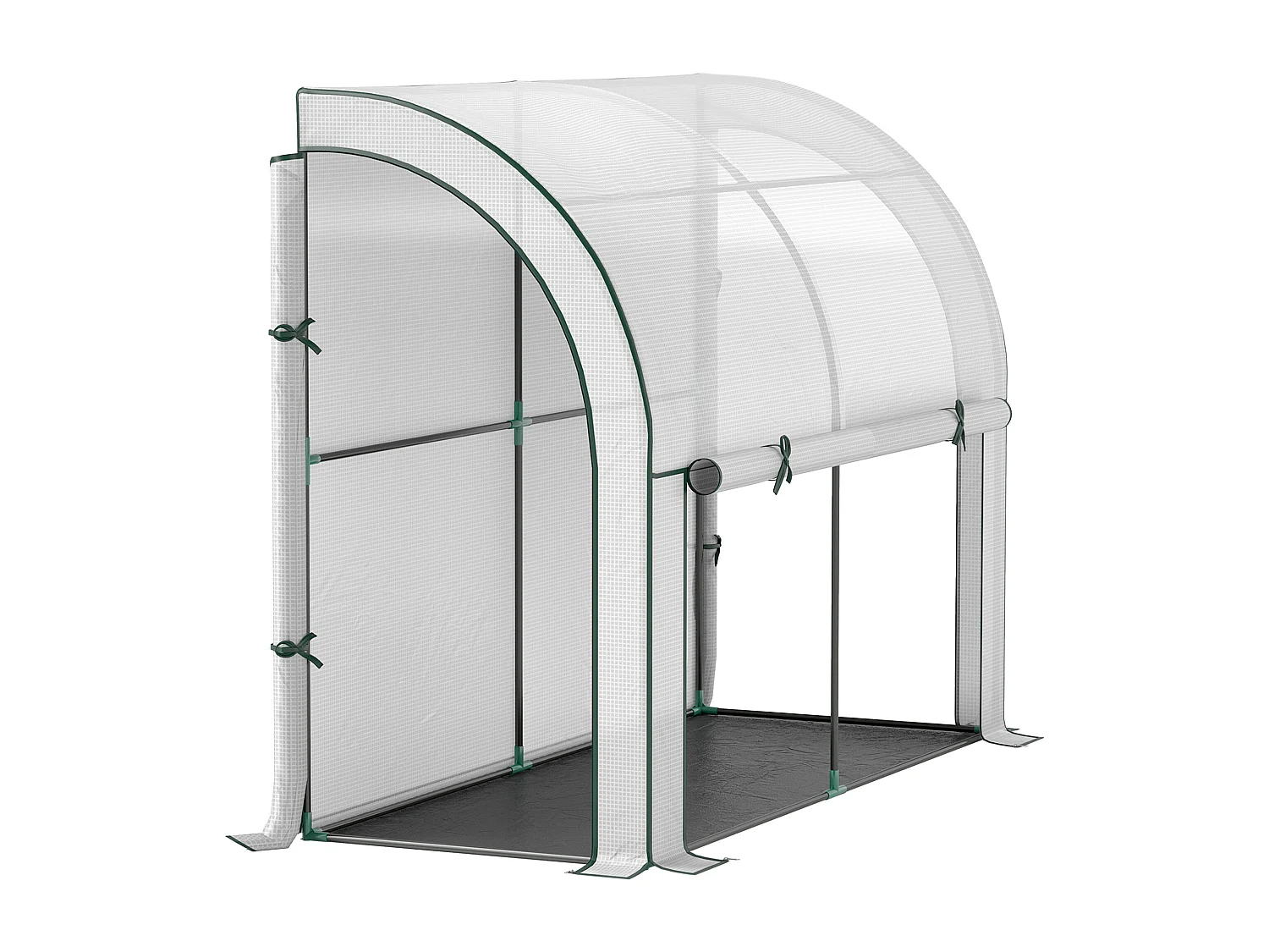 Tuinkas met roldeur, kunststof en staal, wit, UV-bescherming (200x80x157 cm)