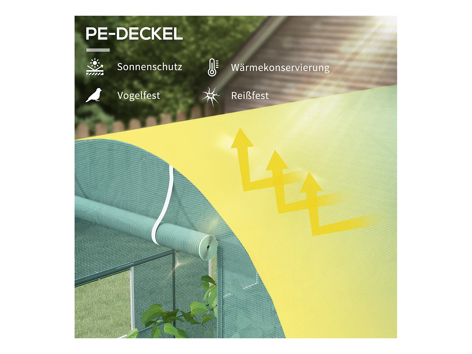 Tunnelkas met ramen, stalen constructie, UV-bescherming, 245x200x198 cm, groen