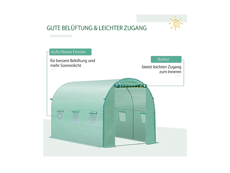 Polyethyleenfolie voor tuintunnel, 6 ramen, groen (300x200x200 cm)