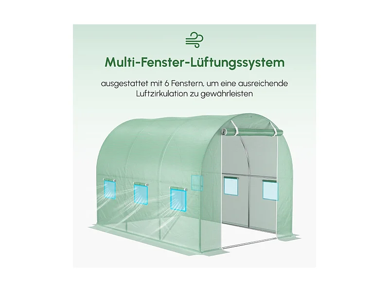 Polyethyleenfolie voor tuintunnel, 6 ramen, groen (300x200x200 cm)