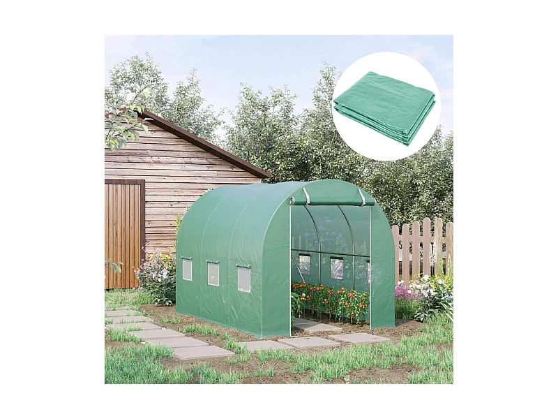 Film de polyéthylène pour tunnel de jardin, 6 fenêtres, vert (300x200x200 cm)