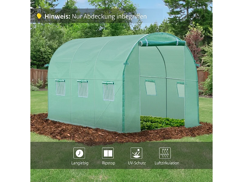 Film de polyéthylène pour tunnel de jardin, 6 fenêtres, vert (300x200x200 cm)