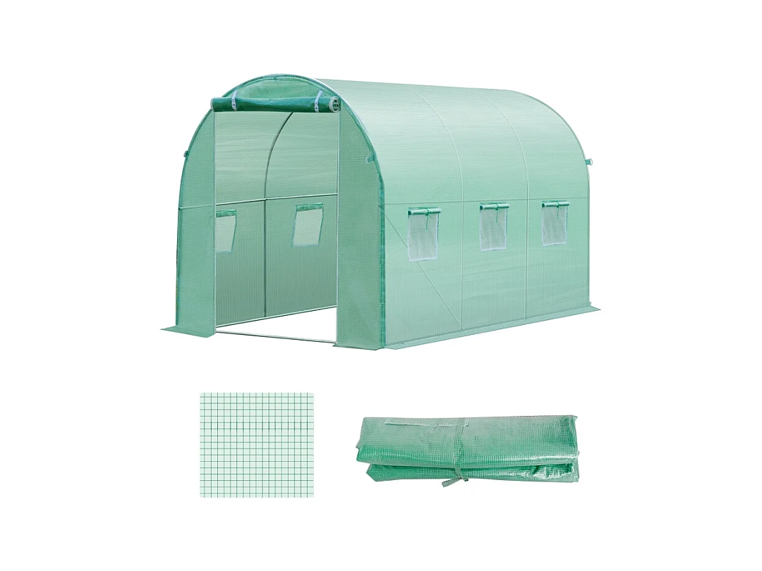 Film de polyéthylène pour tunnel de jardin, 6 fenêtres, vert (300x200x200 cm)